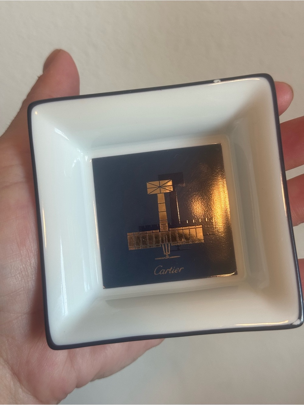 Authentic vintage Cartier Santos-Dumont porcelain vide poche / catchall tray